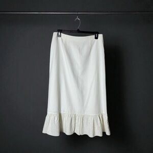 Womens‎ Linen Blend Maxi Skirt Size 16 Coastal Euro Summer Ruffle White Feminine